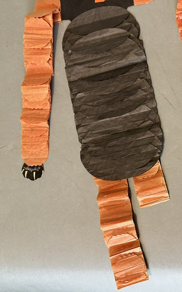 2 Vintage Halloween Die Cut Cat Ornaments with Crepe Paper Arms & Legs