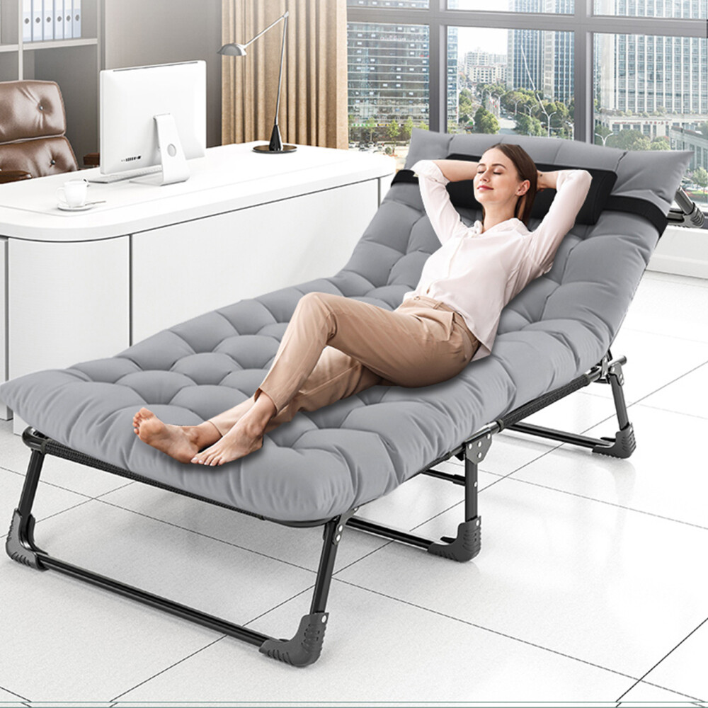 SLSY Folding Lounge Chair Bed Cot 4-Position Adjustable Patio Reclining With Pad