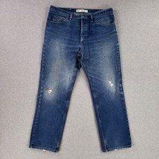 Vintage Lee Regular Fit 36x30 Blue Jeans High Rise Retro Distressed Faded Wash