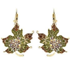 Kirks Folly Falling Leaves Leverback Earrings   goldtone