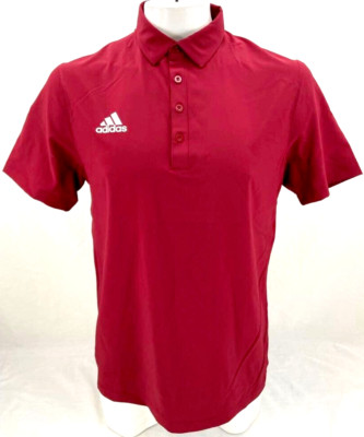 NEW Adidas Stadium Coaches Sustainable Polo SS Collared Button Red Shirt Mens XL