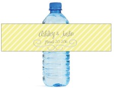 Modern Yellow  Grey Wedding Anniversary Engagement Party Water Bottle labels