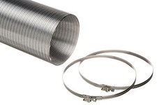 Semi Rigid Aluminium Hose 1.5M or 3M & Hose Clips For 100mm 125mm 150mm Ducting