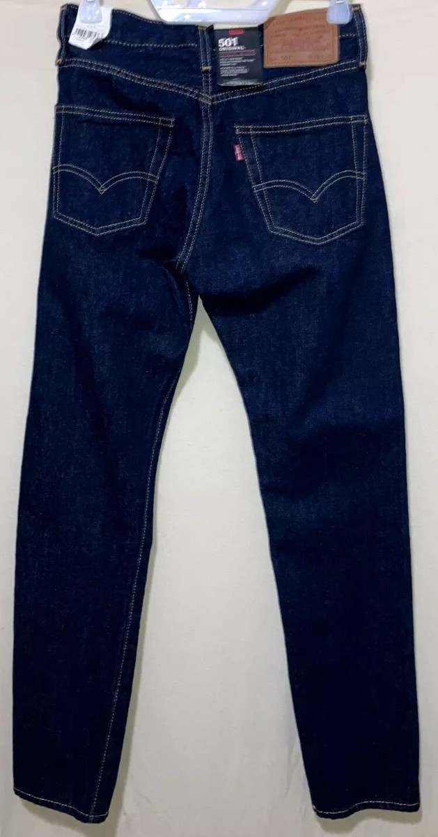 Levis Jeans Mens 26x30 Blue 501 Original Straight Leg Dark Wash