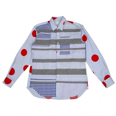 COMME des GARCONS SHIRT Stripe Switching Dot Printed Check Shirt 