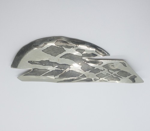 Artisan Mid Century Modern Handcrafted Sterling Silver Brooch Signed