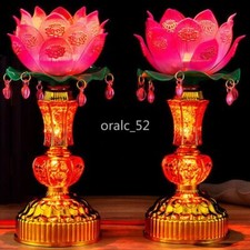 110V 220V 1pairs 9.4inch LED Lotus Lamp Buddha Guanyin Light Buddhist Supplies