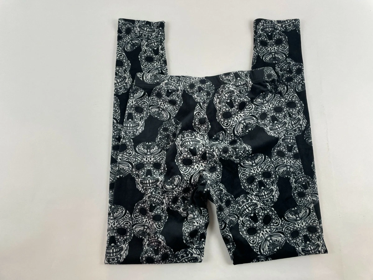 No Boundaries Fleece Leggings Women's Size Medium Black Floral Mid Rise  Stretch