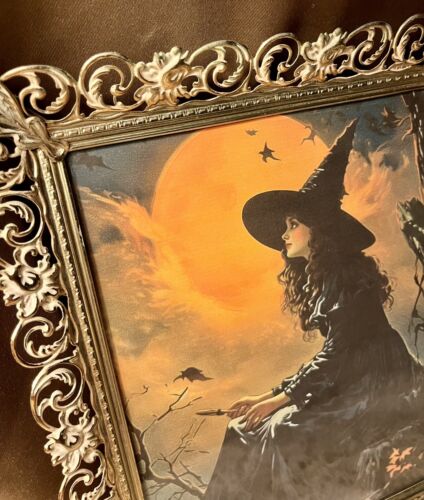 Bruja victoriana, Halloween, estampado enmarcado vintage B - Imagen 2 de 4