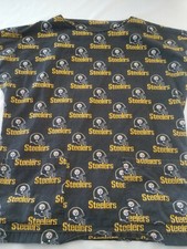 Pittsburgh Steelers Handmade Black Cotton Scrub Top NO LABEL OR SIZE SEE DESCR