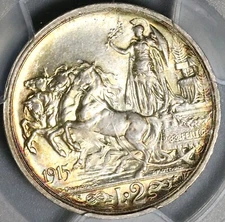 1915 PCGS MS 64 Italy 2 Lire Horses Chariot Silver Mint State Coin (22081901D)