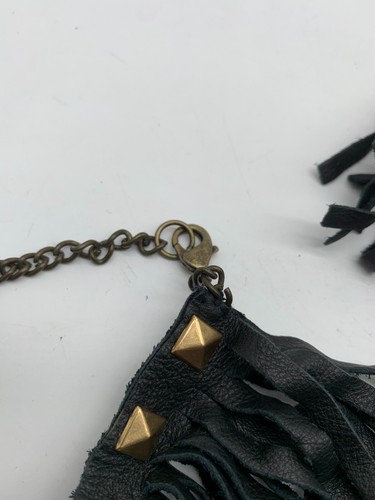 Bluff NY Cuero Negro Borlas Flecos Bota Puños En muy buena condición Muñecas Tobillo Ajustables - Imagen 3 de 9
