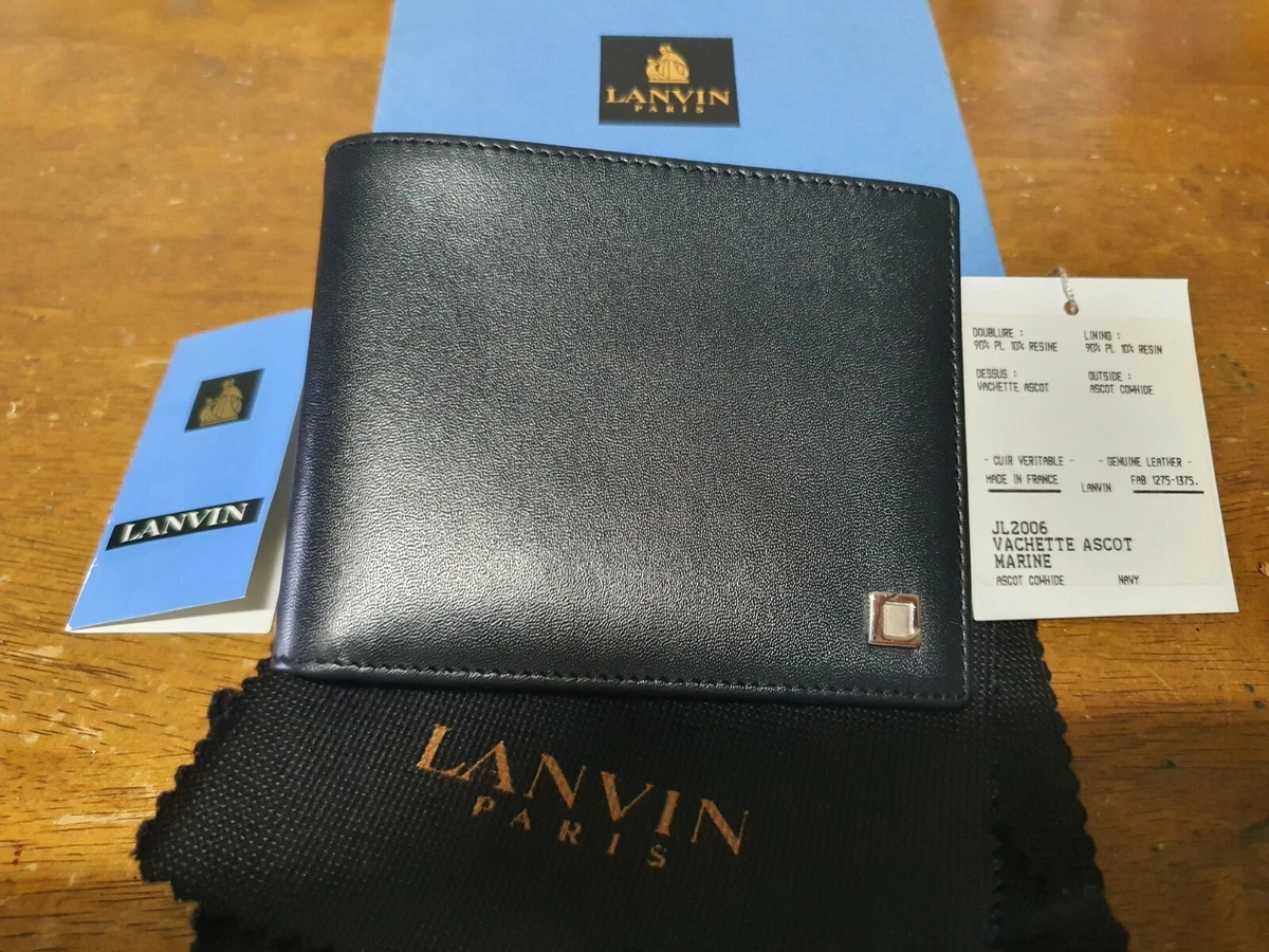 NEW OLD STOCK NOS 90S NAVY LANVIN CALF LEATHER 8 CC WALLET MADE IN