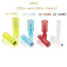 50Pcs Nylon Insulated Female Male Bullet Wire Crimp Connector Terminals 22-10AWG