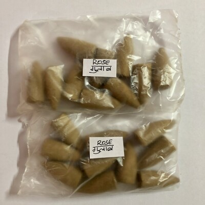20 pc 1.3'' ROSE GULAB Backflow DHOOP INCENSE CONES meditation puja F/s