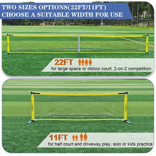 Tragbares Pickleballnetz für Einfahrt, 22 Fuß reguläre Größe & 11 Fuß halber Platz S - Bild 6 von 7