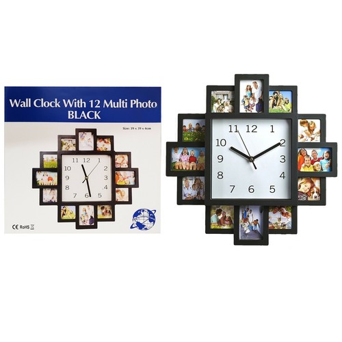 FAMILY LOVE PICTURE WALL CLOCK 12 MULTI PHOTO MODERN APERTURE FRAME HOME DECOR - Picture 3 of 5