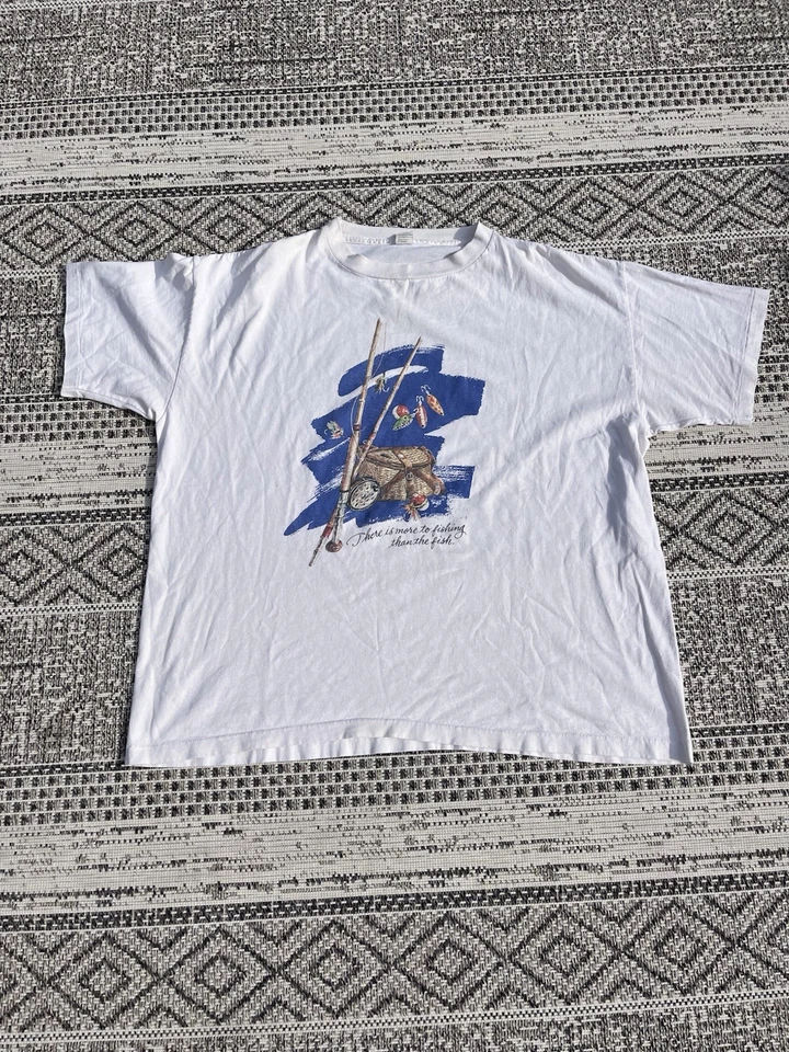 Camiseta de Pesca Sello Años 80 Rara, Puntada Única Superior e Inferior Excelente Estado, XL Foto 2 de 4