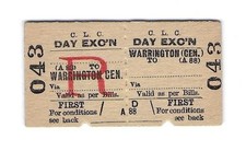 Railway Ticket CLC Warrington Central to ... 1st Class Day Excursion Edmondson