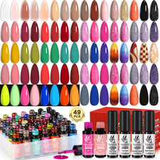 49Pcs Gel Nail Polish Set 45 Colors Neon Glow in the Dark Effect with Nail Prime