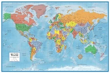 World Map Poster Mural - Swiftmaps 24" x 36" - Detailed Geography Art