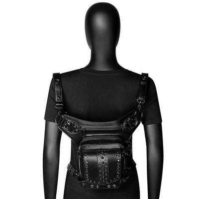 Steampunk Gürteltasche Damen Herren Bein Hüfttasche Umhängetasche PU Leder Mode Handtasche für