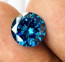 Natural Blue Color 2 CT Round Cut Lab Grown Loose Moissanite VVS1 Certified