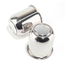 2Pcs 3.74" Push Through Wheel Center Caps Stainless 3.74" Hub 4.33"H Chrome