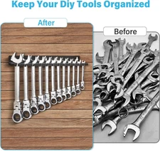 Wall Mount Wrench Organizer，Hanging Holder Fit 12 Wrenches or 9 Other Tool Slots