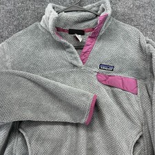 Patagonia Women's LARGE Re-Tool Snap-T Fleece Pullover Jacket Gray / Pink