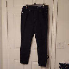 Lands' End Women's Petite Dark Blue Skinny Denim Jeans Button