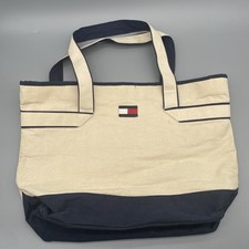 Tommy Hilfiger Borsa VINTAGE in tela classica kaki beige con accenti blu.