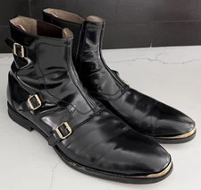 Alexander McQueen Triple Monk Strap Black Chelsea Boots, Men's 12 US