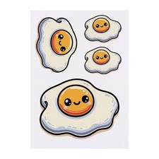 4 x 'Kawaii Fried Egg' Temporary Tattoos / Transfers TO00070674 