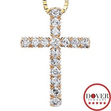 Estate Diamond Yellow Gold Cross Pendant 0.9 Grams NR