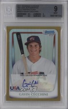 2011 Bowman Chrome Gold 1/50 Gavin Cecchini #18U-3 BGS 9 MINT Auto 0t3