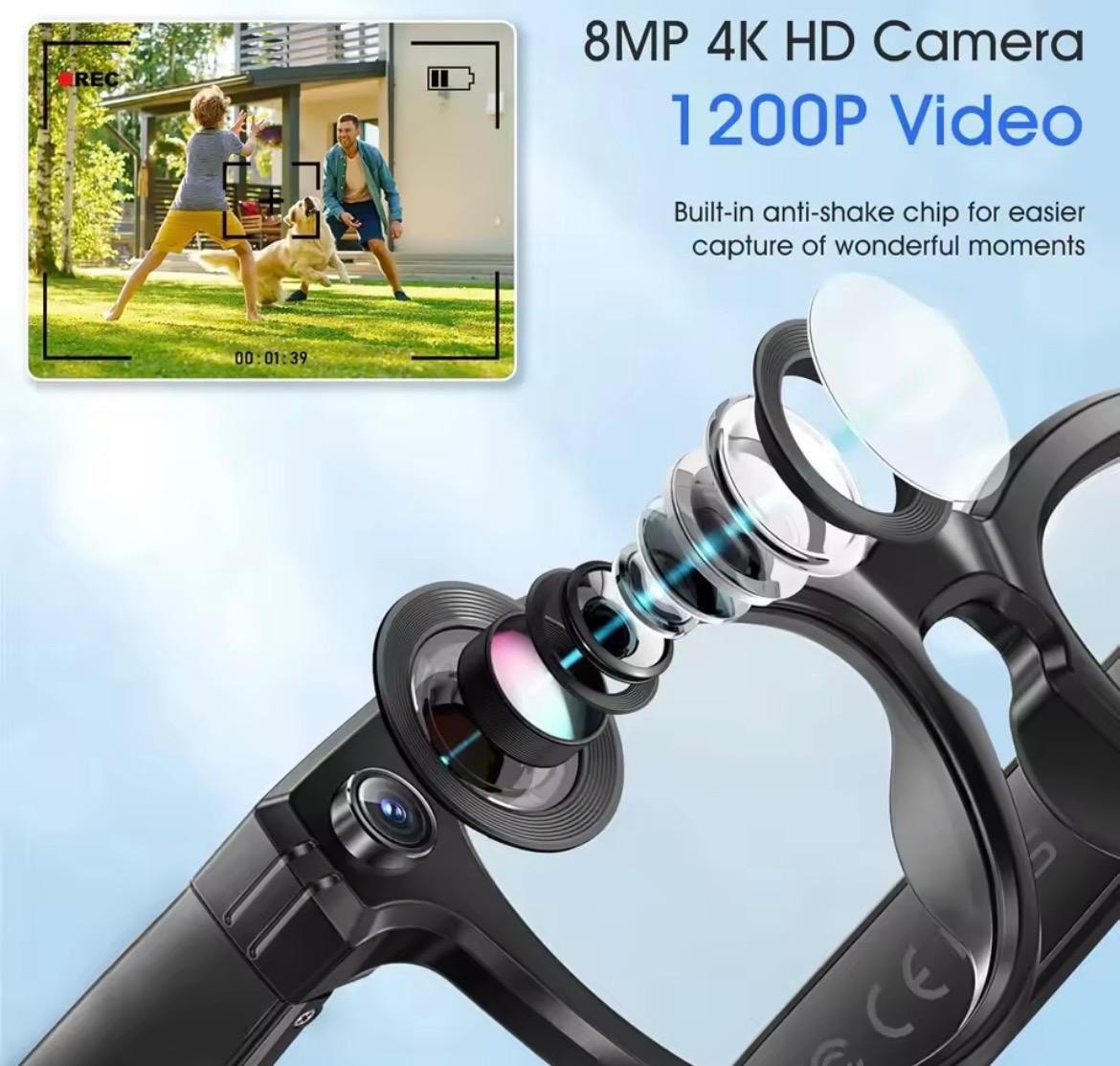 Meta google glasses Matte Black Black Lense AI Glasses camera glasses