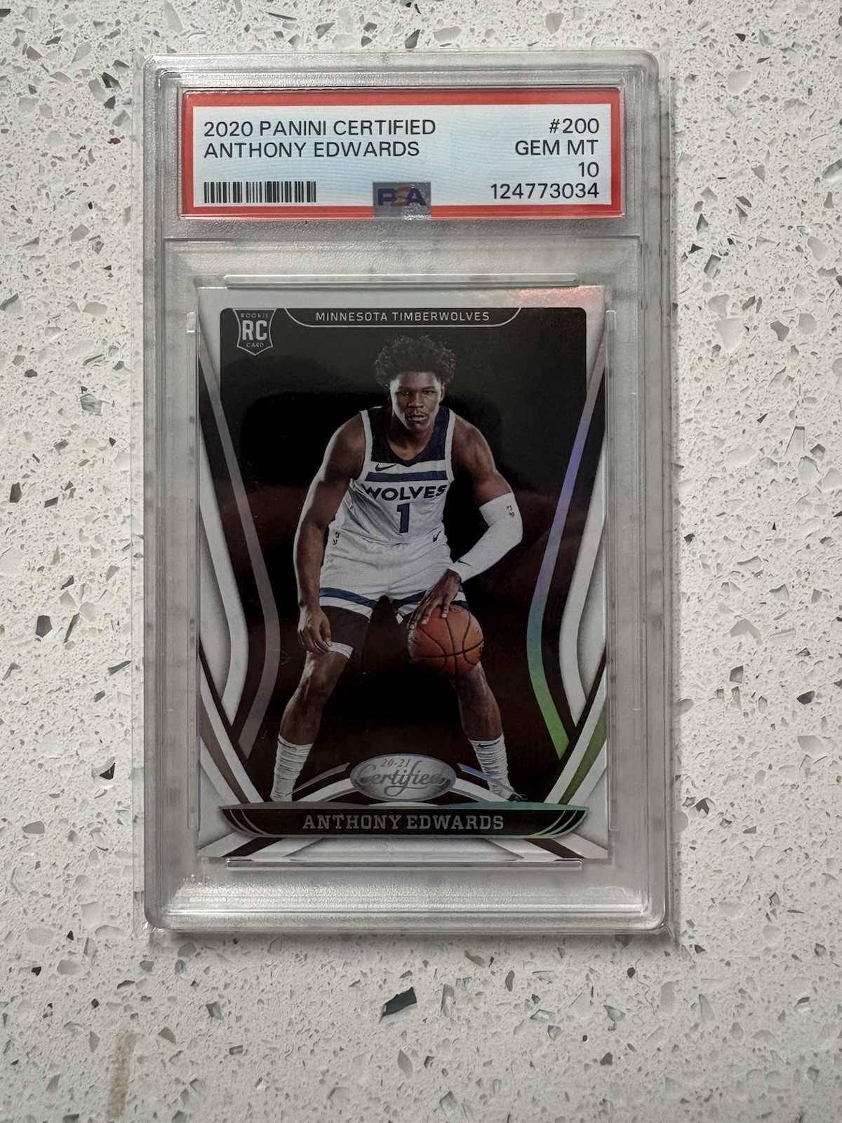 2020 PANINI CERTIFIED #200 ANTHONY EDWARDS ROOKIE RC PSA 10