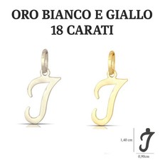 Ciondolo Lettera I Oro Bianco o Giallo 18kt 750 Donna Iniziale Corsivo a Lastra