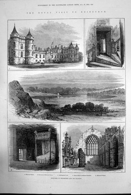 Alter Druck Edinburgh Umgebung Holyrood Palace Kapelle Duddingston Loch 1881 19.