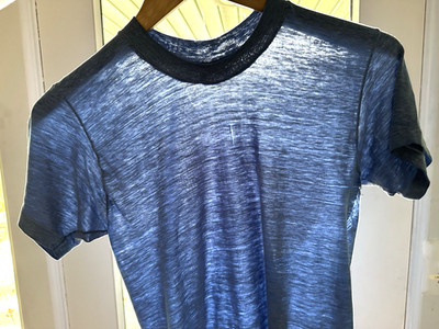 S Vtg 70s Blue Blank Thin Distressed Thrashed Skate Punk Dogtown 50/50 T-Shirt