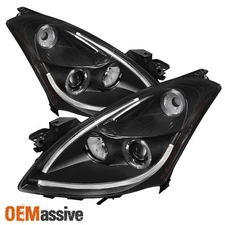 Black Fits 10-12 Altima 4Dr Sedan Light Tube DRL LED Halo Projector Headlights