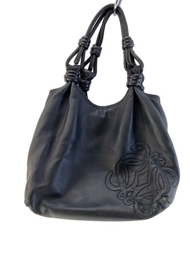 LOEWE Tote Bag Leather BLK Handbag Used