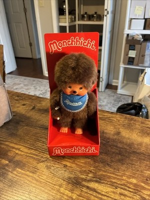 Monchhichi Sekiguchi Classic Blue Bib Boy 8 inch Doll ~New~