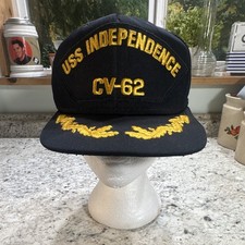 USS Independence CV-62 Navy Ball Cap Black/Gold Embroidered Large Made in USA