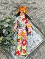 DAMMIT DOLL, Voodoo Groovy Retro Flowers Floral Garden Pink 12" Tall