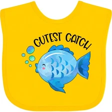 Inktastic Cutest Catch Cute Blue Fish Baby Bib Fishing Kids Child Daughter Buddy
