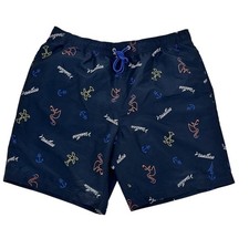 Nautica Quick Dry Blue Graphic Brief Lined Swim Trunks Men's Size Large