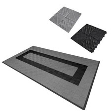 Image of Monster Shop Vented Garage Floor Tiles With Edges – 90 Grey & 30 Black