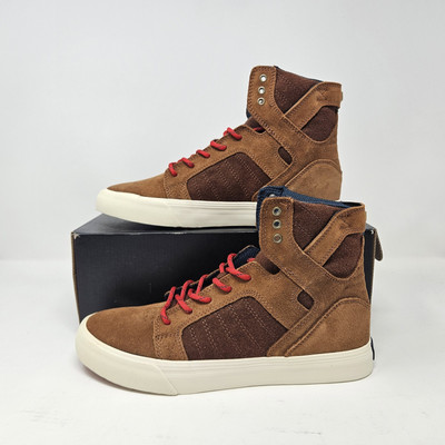Kids Supra Skytop 'Brown/Red/Off White' Skate Shoes 58177-270-M Size 
